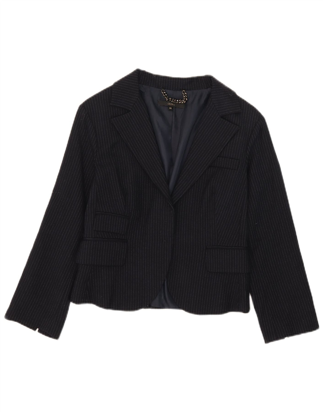 Celyn B Chaqueta tipo blazer abierta para mujer IT 46 Lana a rayas azul marino grande