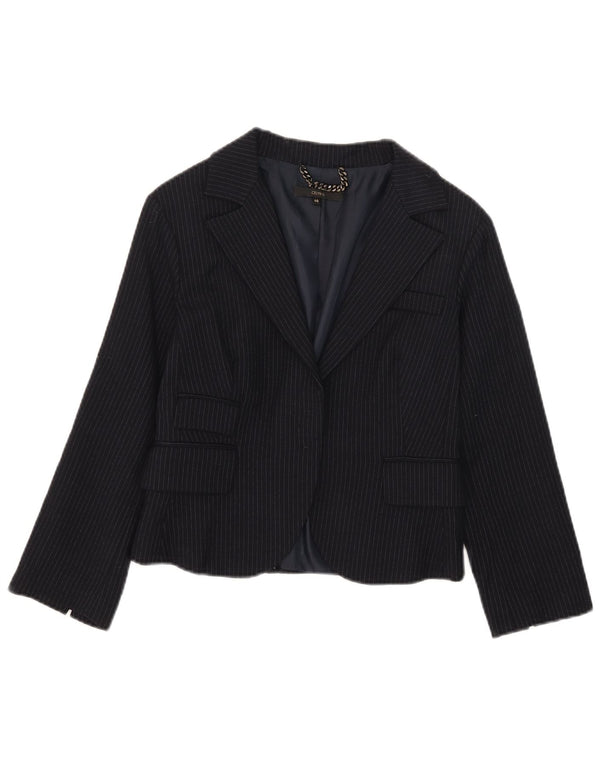 Celyn B Chaqueta tipo blazer abierta para mujer IT 46 Lana a rayas azul marino grande