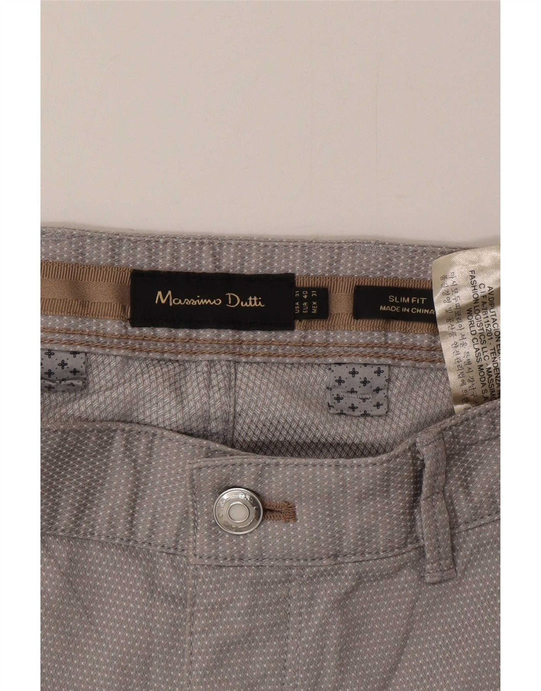 Pantalón Chino Massimo Dutti Hombre EU 40 Medium W31 L30 Gris Moteado