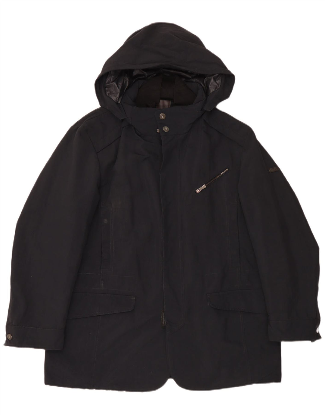 Trussardi Chaqueta cortavientos con capucha para hombre IT 56 3XL Poliamida negra