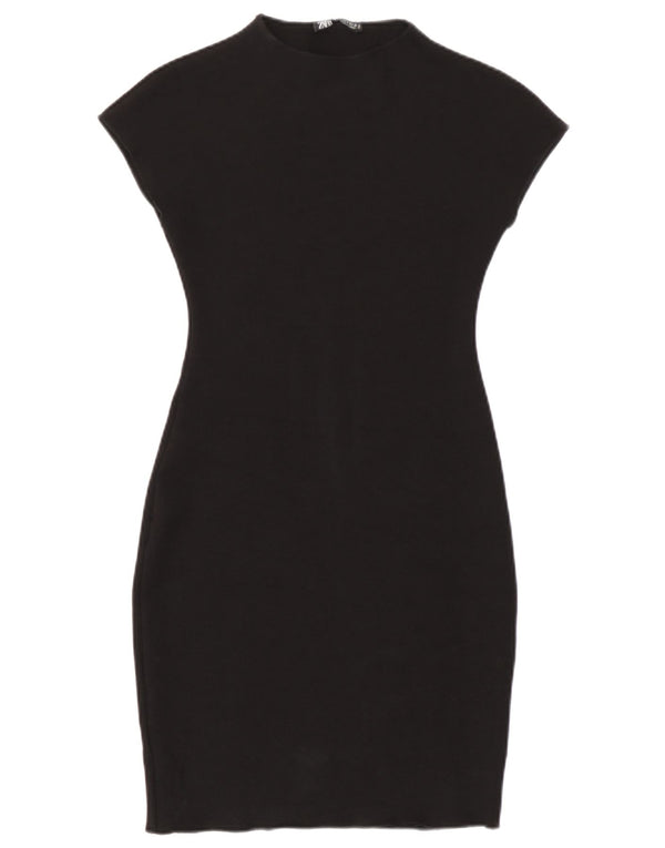 Zara Mujer Vestido Ajustado UK 8 Small Negro