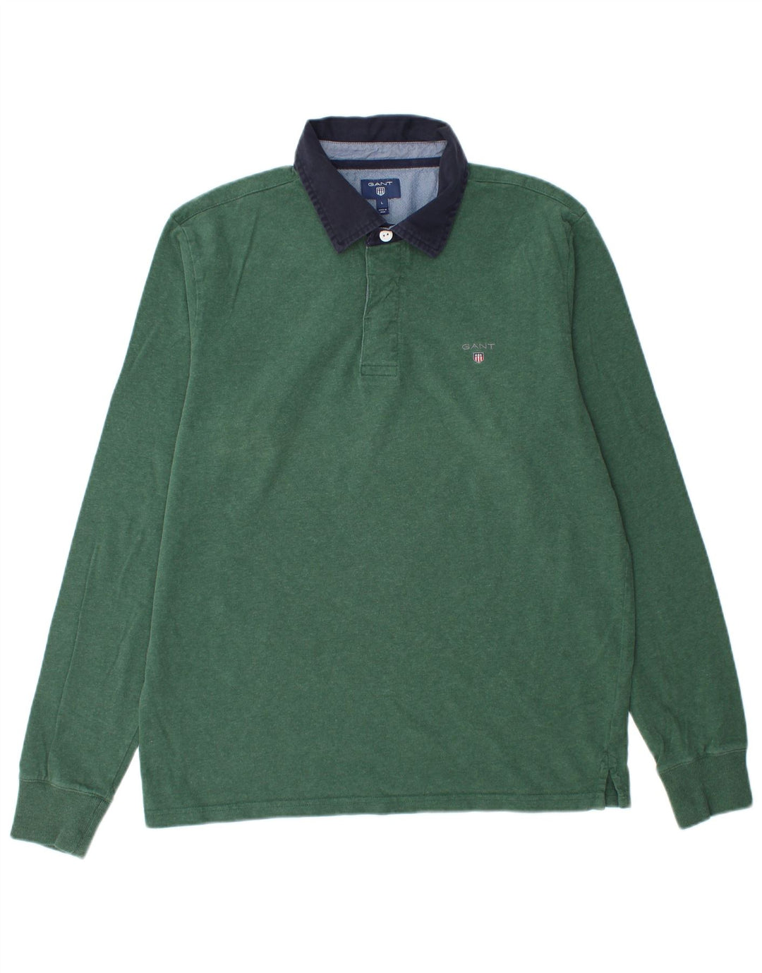 GANT Polo de rugby de manga larga para hombre, talla grande, algodón verde