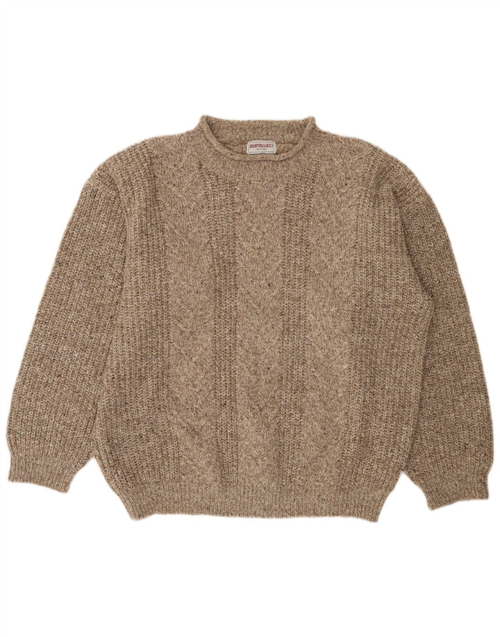 BERTO LUCCI Jersey de cuello redondo para hombre XL Gris Rayas