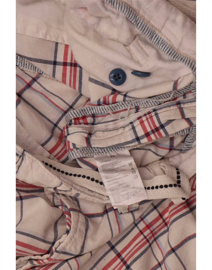 Nautica Pantalones cortos cargo para hombre W34 Algodón a cuadros blancos grandes