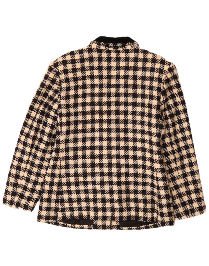 Vintage mujer 3 botones Blazer chaqueta IT 46 grande negro Houndstooth Classic