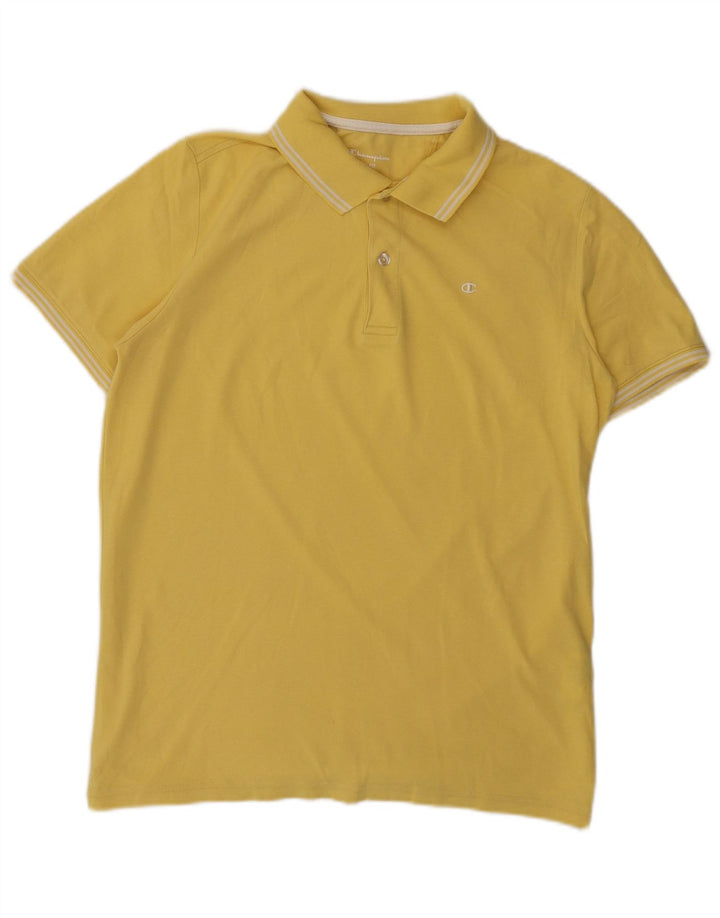 CHAMPION Polo de ajuste fácil para hombre de algodón amarillo medio
