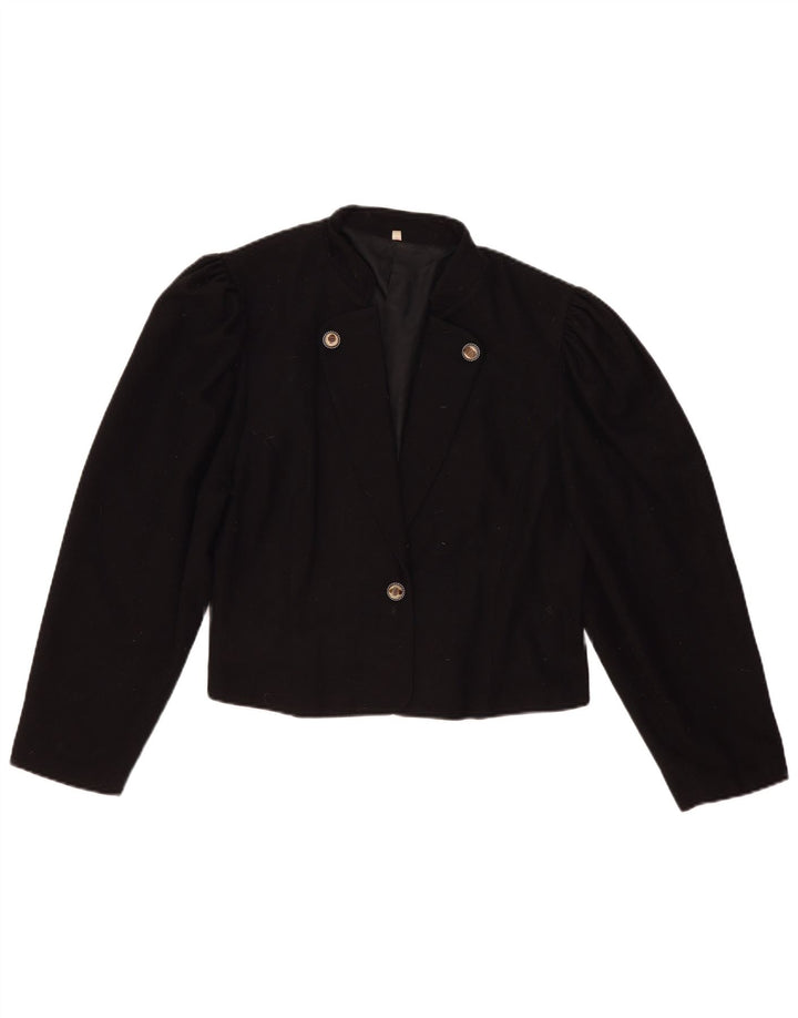 Vintage mujer 1 botón Blazer chaqueta IT 44 lana negra mediana