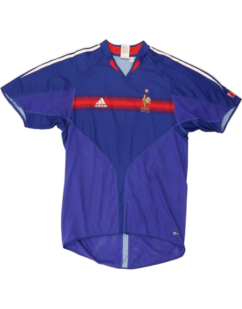 ADIDAS Mens France 2004-2006 Home Football Shirt Large Blue Colourblock Vintage Adidas and Second-Hand Adidas from Messina Hembry 