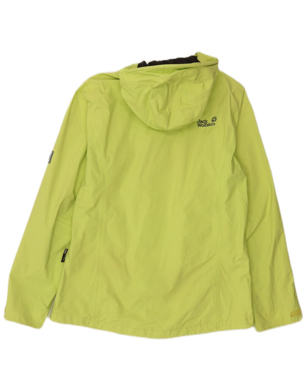 Jack Wolfskin Chaqueta impermeable con capucha para mujer UK 12/14 Verde medio Poliamida