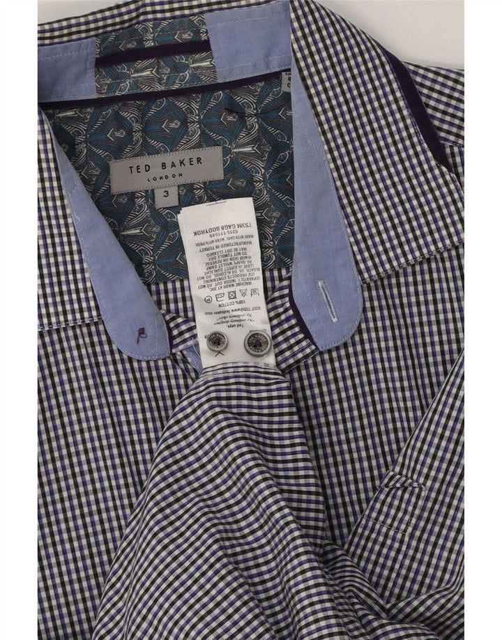 Ted Baker Camisa para hombre Talla 3 Algodón a cuadros azul mediano