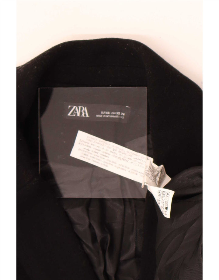 Zara Mujer Abrigo Cruzado UK 6 XS Lana Negra