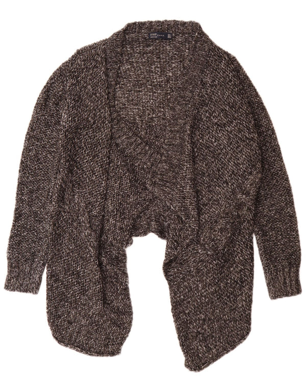 Zara Suéter tipo cárdigan abierto asimétrico para mujer UK 42 Gris medio moteado
