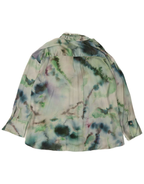 Zara Mujer Blusa Camisera Extragrande UK 44 Poliéster Tie Dye Verde Medio