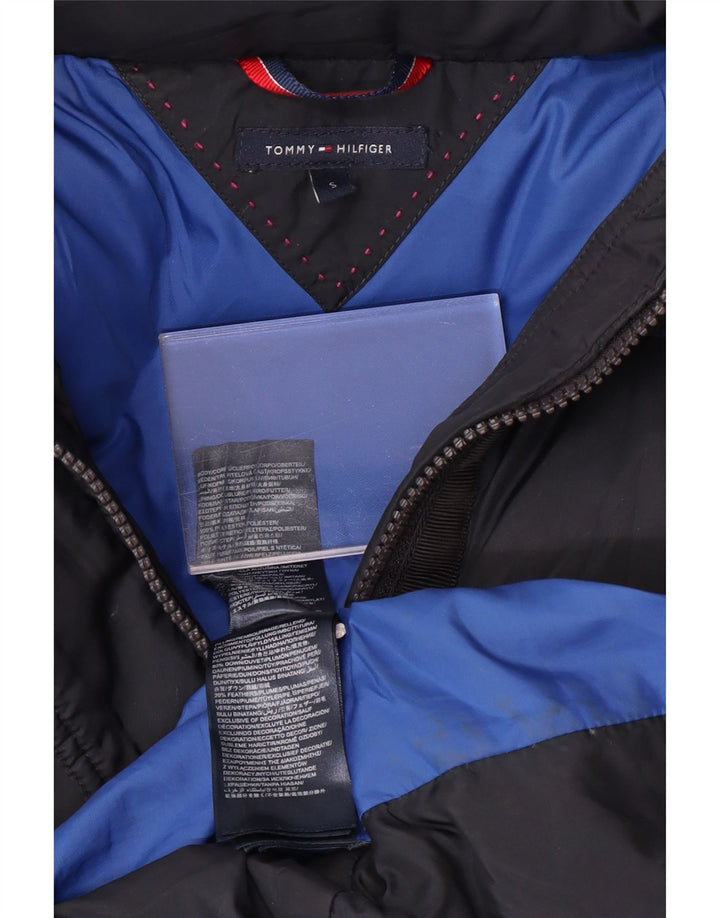 TOMMY HILFIGER Abrigo acolchado con capucha para mujer UK 10 Small Poliéster azul marino