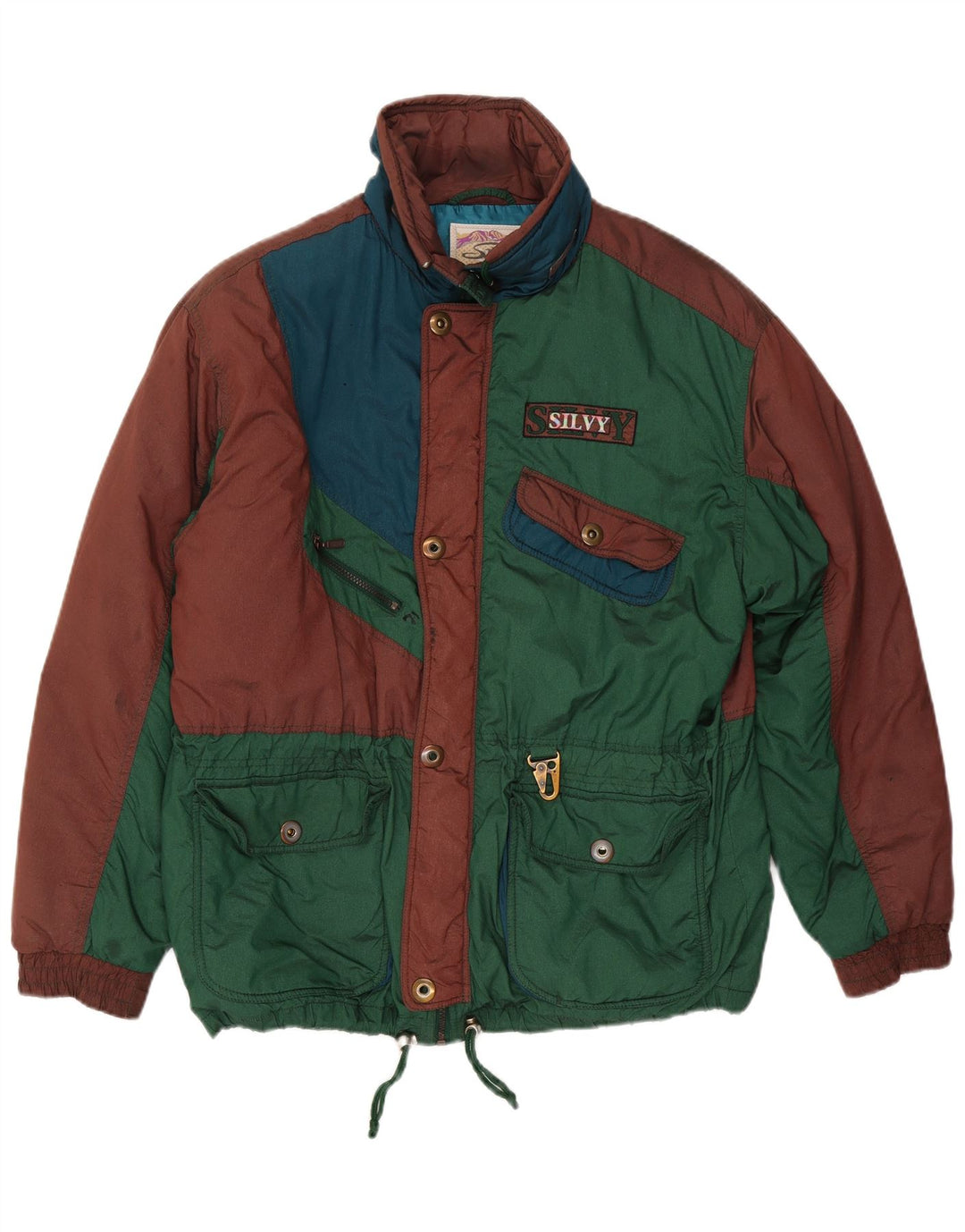 Silvy Chaqueta de esquí para hombre IT 52 XL Verde Colorblock Poliéster