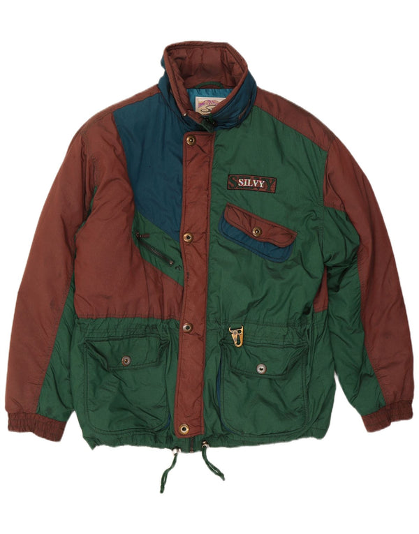 Silvy Chaqueta de esquí para hombre IT 52 XL Verde Colorblock Poliéster