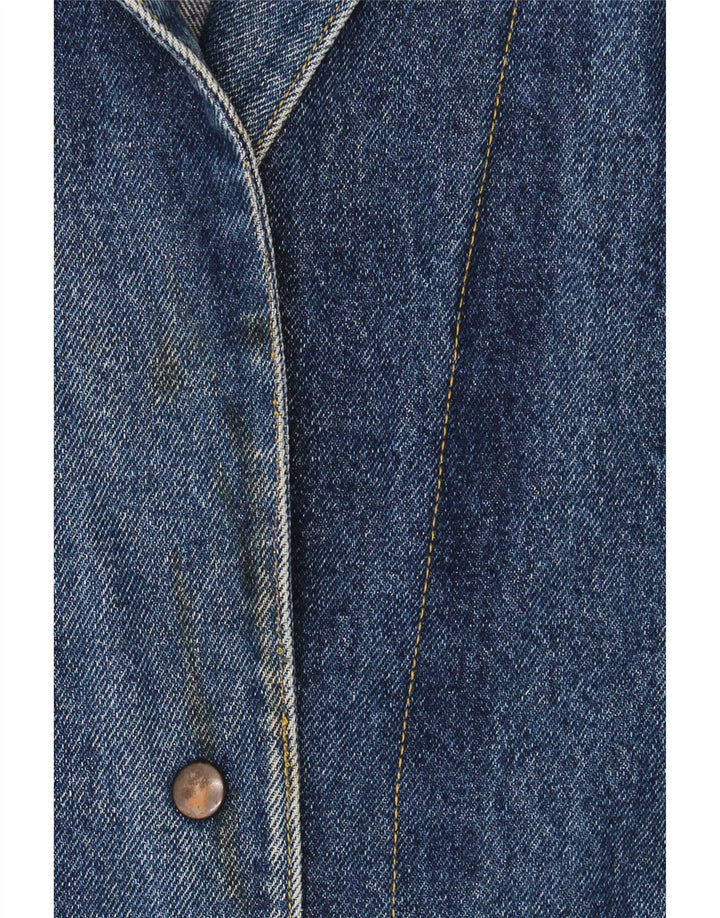 Vintage mujer oversize 2 botones denim Blazer chaqueta Reino Unido 18 XL azul