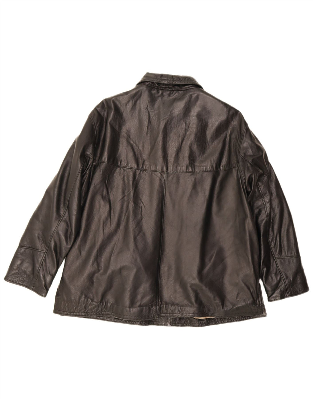 Vintage mujer chaqueta de cuero Reino Unido 12 Medio Negro