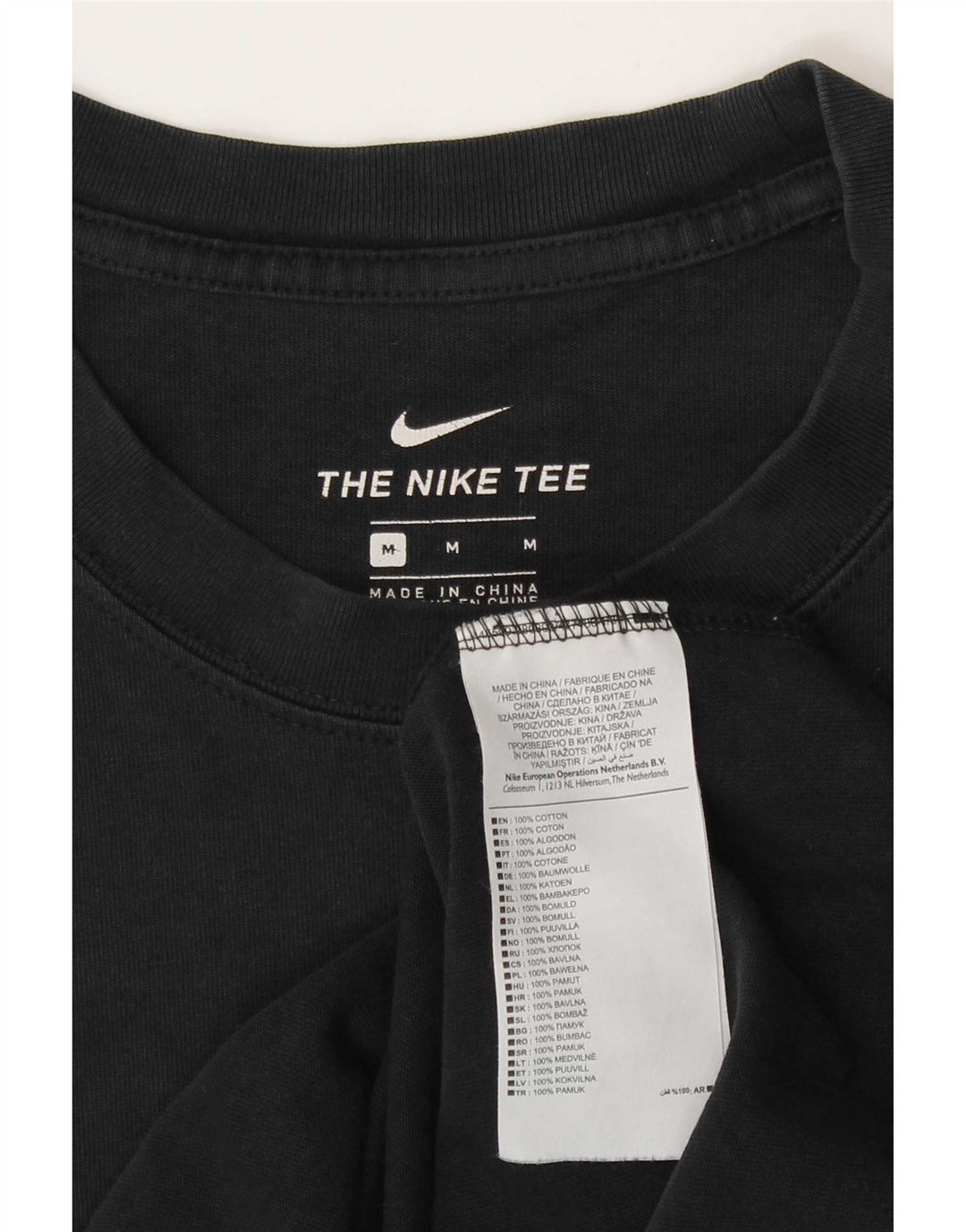Nike Camiseta gráfica para hombre Top mediano de algodón negro