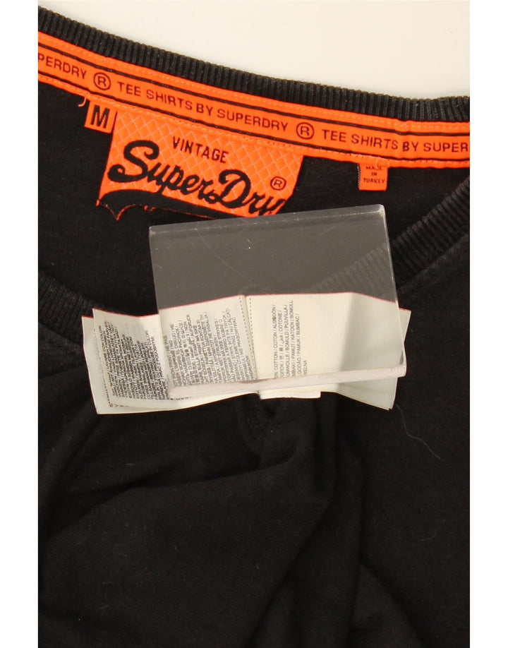 SUPERDRY Camiseta gráfica para hombre Top mediano de algodón negro