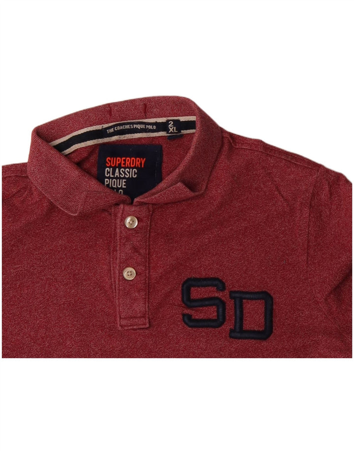 SUPERDRY Polo de corte clásico para hombre 2XL Algodón rojo