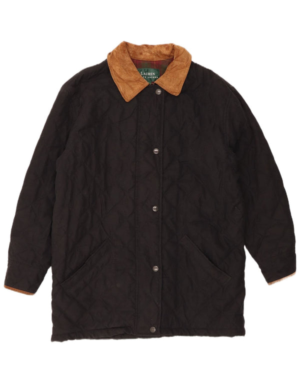 Ralph Lauren Abrigo acolchado de gran tamaño para mujer US 4 Small Black Colourblock