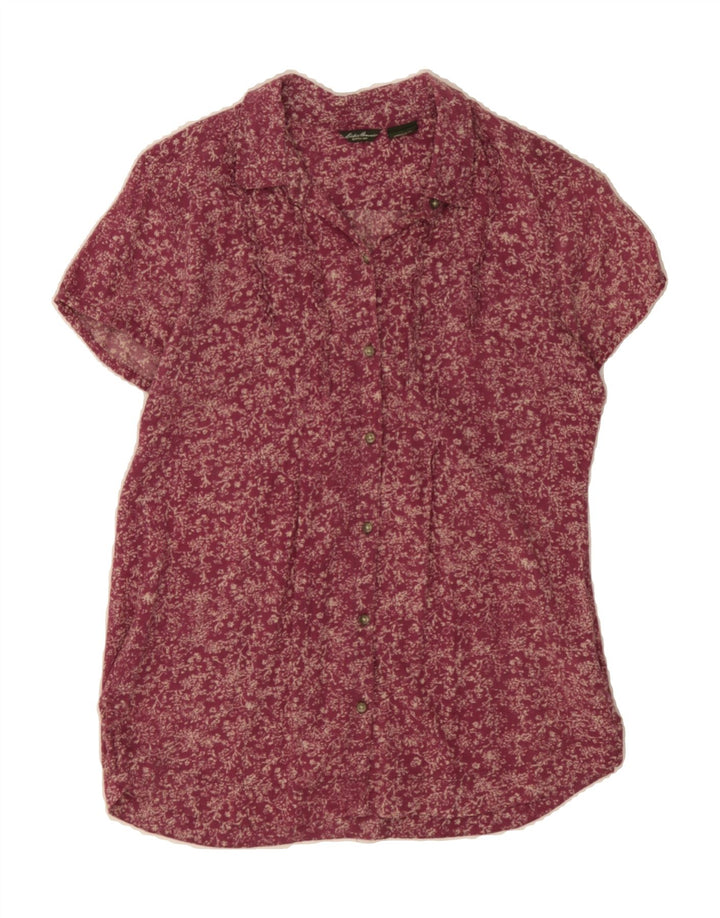 EDDIE BAUER Womens Seattle Abstract Pattern Shirt UK 12 Medium Purple Vintage Eddie Bauer and Second-Hand Eddie Bauer from Messina Hembry 