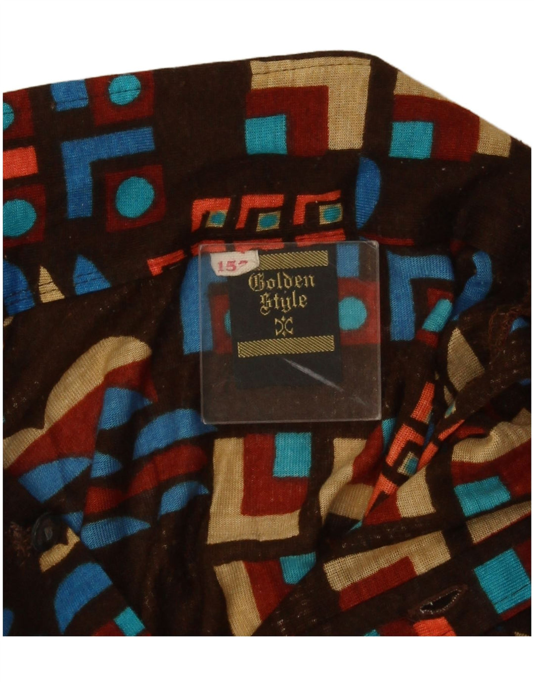 Camisa Niño Vintage 11-12 Años Marrón Geométrico Poliacrílico