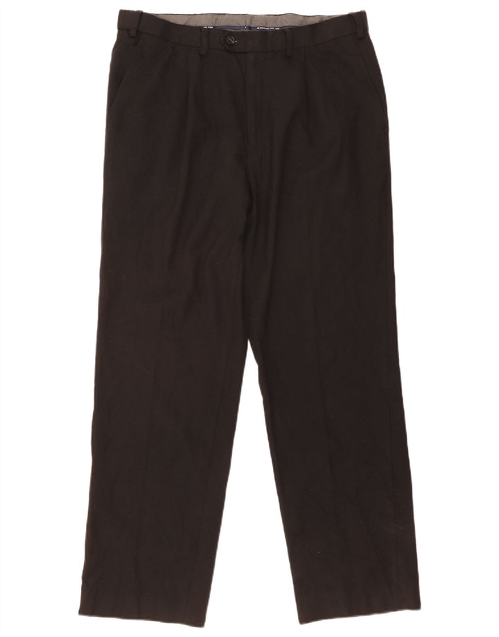 MARKS & SPENCER Pantalón de traje de corte regular para hombre W34 L31 Lana negra