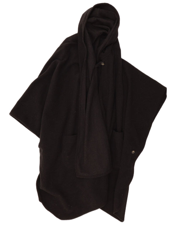 VINTAGE Womens Hooded Poncho Coat One Size Black
