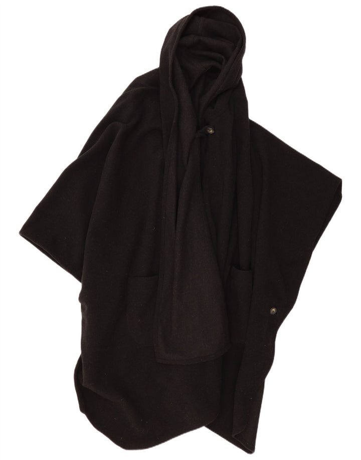 VINTAGE Womens Hooded Poncho Coat One Size Black