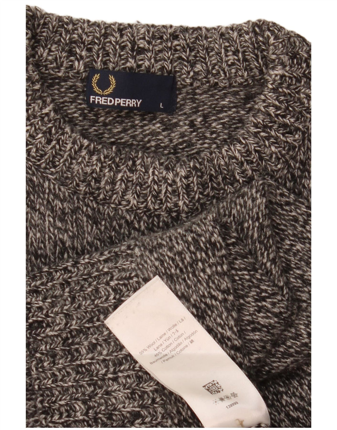 Fred Perry Jersey De Cuello Redondo Para Hombre De Lana Moteada Gris Grande