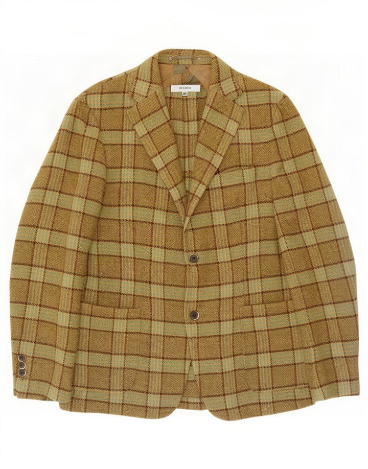 Brooksfield Chaqueta tipo blazer de 2 botones para hombre IT 50 Large Khaki Check