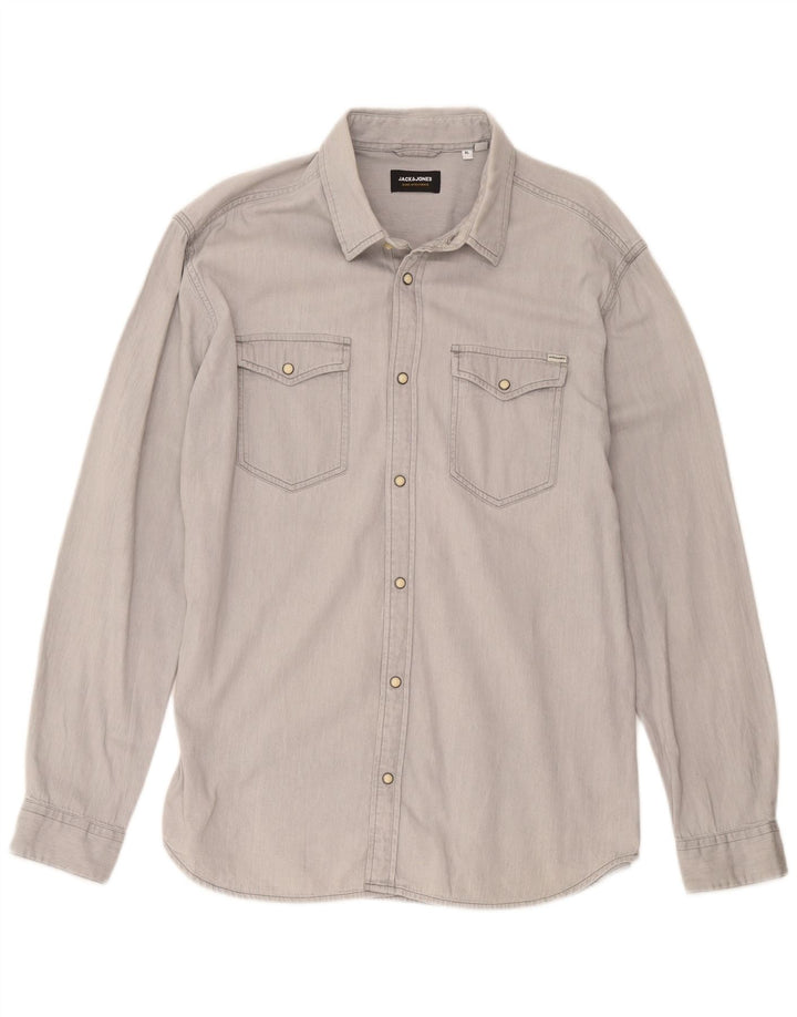 Jack & Jones Camisa Vaquera Hombre XL Gris
