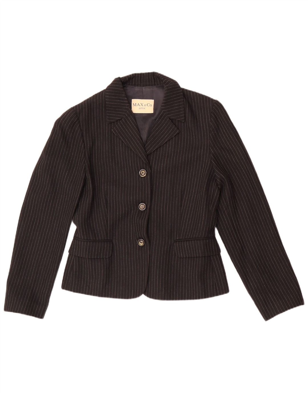 Max&Co. Chaqueta tipo blazer de 3 botones para mujer UK 40 Mediana Rayas negras
