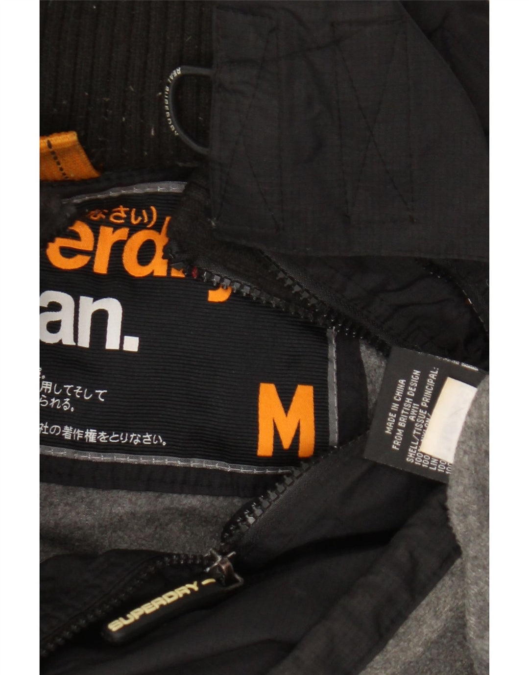 Superdry Chaqueta Cortavientos Con Capucha Gráfica Para Mujer UK 44 Medium Black Nylon