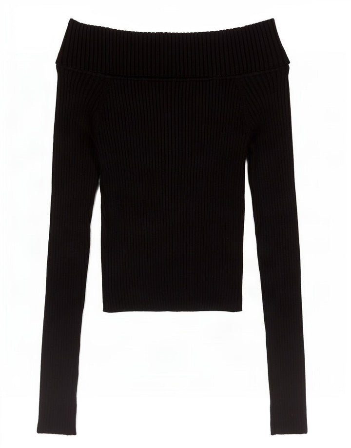 Zara Top corto de manga larga con hombros descubiertos para mujer UK 8 Small Negro