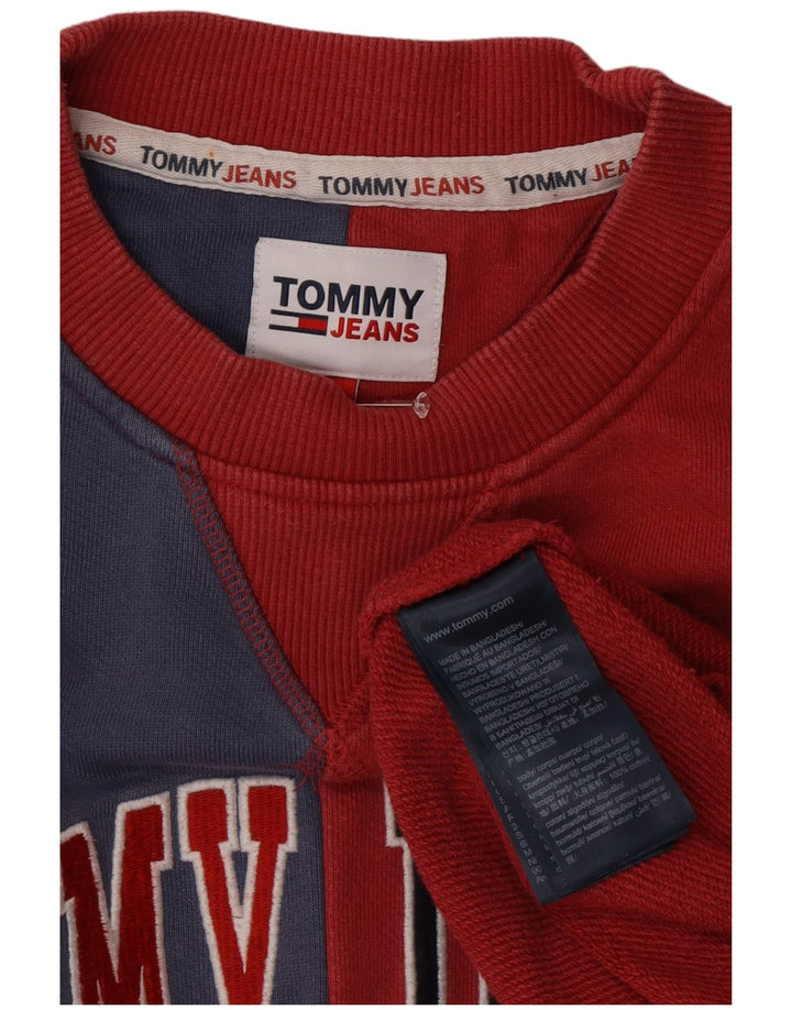 Tommy Hilfiger Hombre Sudadera Gráfica Jumper XL Rojo Colorblock Algodón