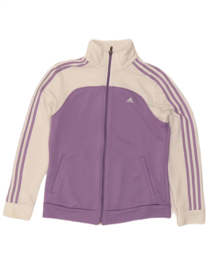 ADIDAS Chaqueta de chándal para mujer Reino Unido 12/14 Mediano Púrpura Colorblock
