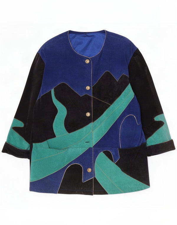 Abrigo de ante vintage para mujer EU 46 XL Cuero multicolor
