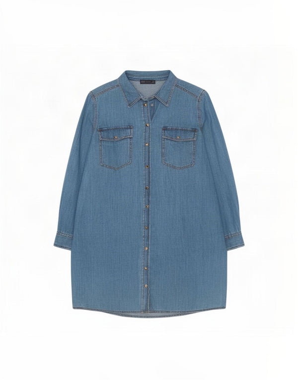 Marks & Spencer Vestido camisero vaquero de manga larga para mujer UK 40 XL Algodón azul