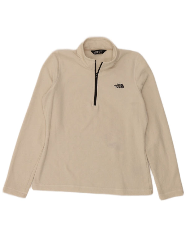 The North Face Womens Zip Neck Fleece Jumper UK 14 Medium Off White