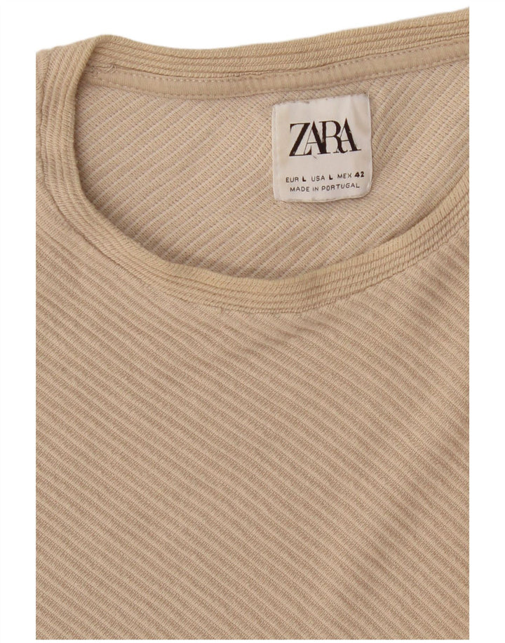 ZARA Hombre Top Manga Larga Large Beige