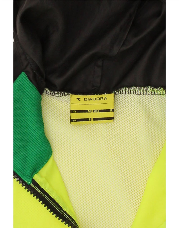 DIADORA Mens Hooded Pullover Rain Jacket UK 36 Small Yellow Colourblock Vintage Diadora and Second-Hand Diadora from Messina Hembry 