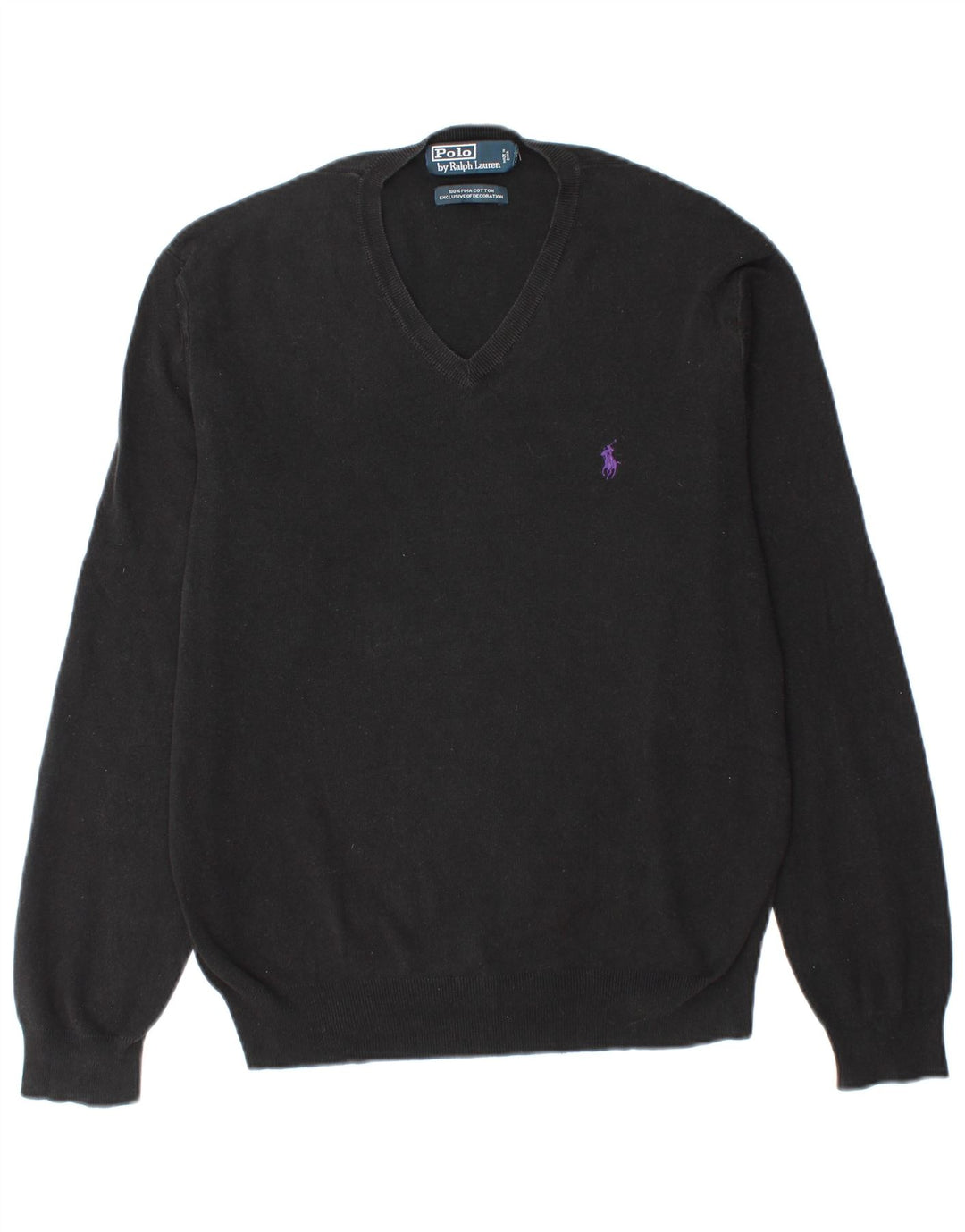 POLO RALPH LAUREN Jersey con cuello en V para hombre Algodón negro mediano