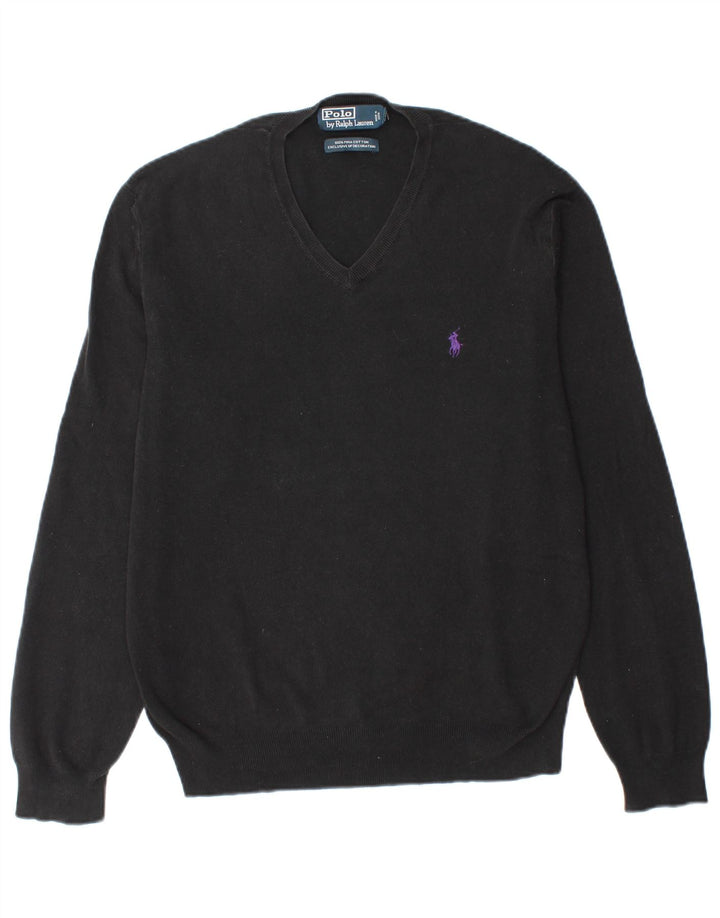 POLO RALPH LAUREN Jersey con cuello en V para hombre Algodón negro mediano