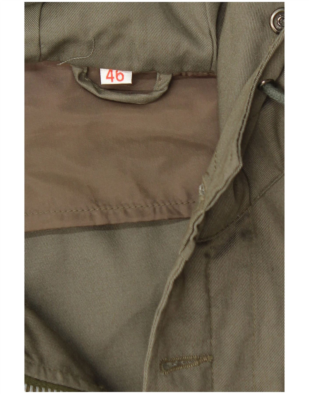 Vintage hombres con capucha Parka chaqueta IT 46 Pequeño Caqui