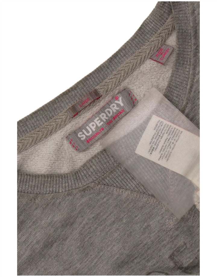 Superdry Sudadera extragrande con estampado gráfico para mujer, talla 46, algodón gris grande