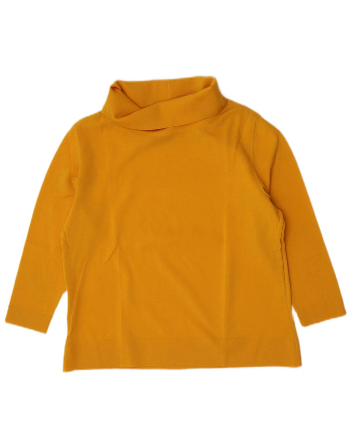 Vintage mujer roll cuello top 3/4 manga Reino Unido 14 amarillo medio