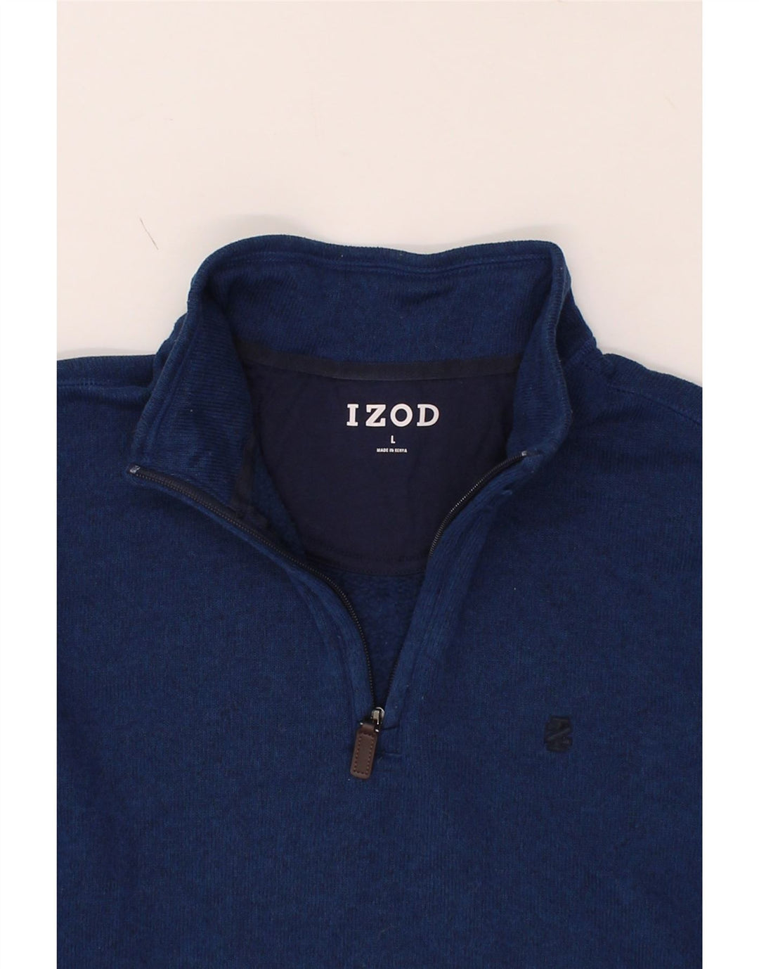 IZOD Mens Zip Neck Sweatshirt Jumper Large Navy Blue Polyester Vintage Izod and Second-Hand Izod from Messina Hembry 